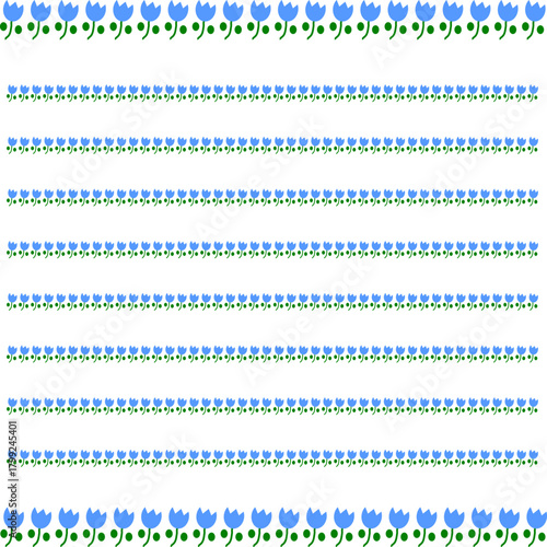 シンプルでかわいいチューリップの便箋_メモ帳やメッセージカード等に最適_青