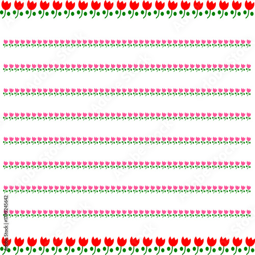 シンプルでかわいいチューリップの便箋_メモ帳やメッセージカード等に最適_赤