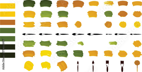  described presents a visually engaging composition that combines a color palette with brush strokes and paintbrush illustrations, creating a rich artistic atmosphere.