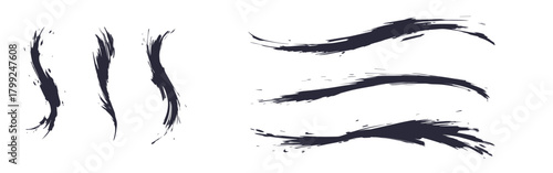 お正月や和風なデザインに使えるブラシストローク。毛筆の筆跡。筆文字。