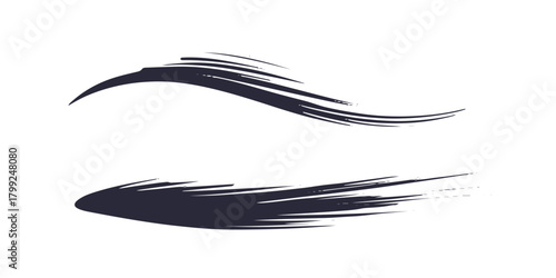 お正月や和風なデザインに使えるブラシストローク。毛筆の筆跡。筆文字。