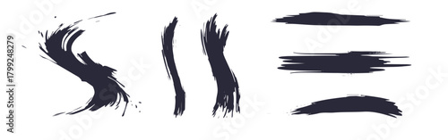 お正月や和風なデザインに使えるブラシストローク。毛筆の筆跡。筆文字。