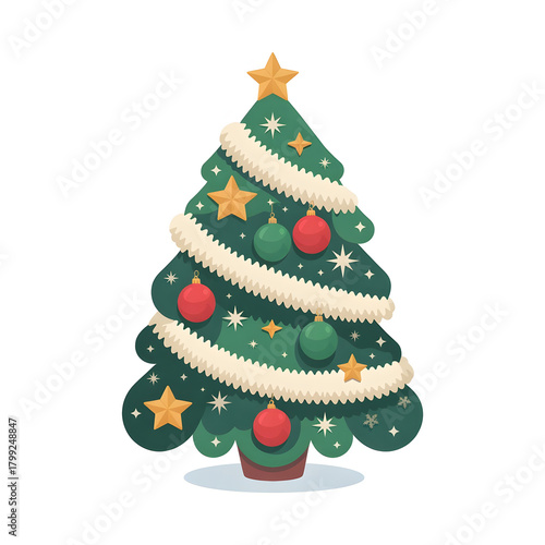 Wallpaper Mural Christmas vector illustration of a traditional holiday fir tree decoration with a star, gifts, and ornaments for the winter season celebration Torontodigital.ca