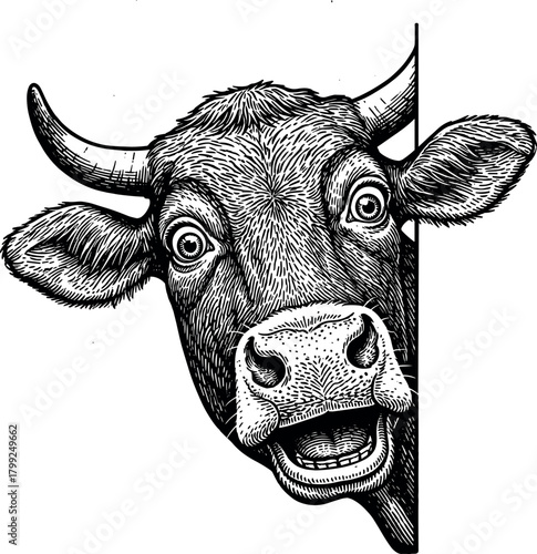 Funny Cow Peekaboo vector illustration silhouette cricut design