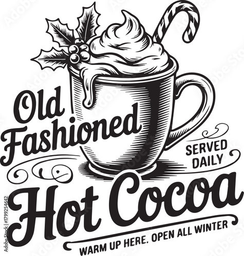 Christmas Vintage Sign Bundle , Hot Cocoa Labels, Tree Farm Badges, Gingerbread Bakery, Reindeer & Holiday Quote Vector Set