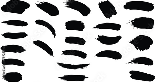 The image features a visually striking collection of 24 black brush strokes arranged in a grid format against a clean white background. This arrangement enhances the contrast between the 