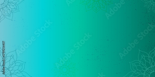 green gradient grunge background with an ornate linear mandala pattern at the corners