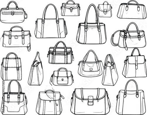 Hand Drawn Handbag Collection Vector Illustration