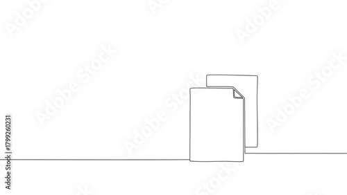 documents paper line drawing. continuous one line drawing two paper documents minimal file copy minimal simple single outline