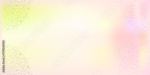 Intricate mandala design on pink and yellow. Mandala background for decoration invitation, cards, logos, cover, brochure, flyer, banner. Islam, arabic, Indian, ottoman motifs