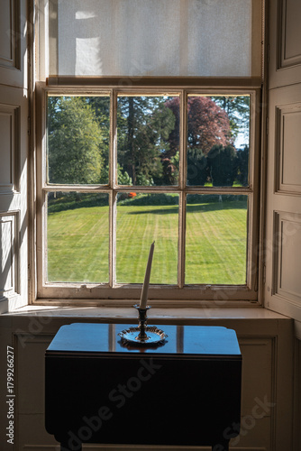 Window view with table and candle