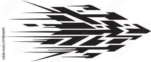 未来を切り拓くスピードライン：ダイナミックな動きを表現したデジタル幾何学ベクターデカール