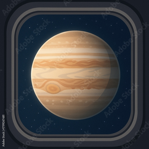 Vector Illustration of Jupiter from Spacecraft
