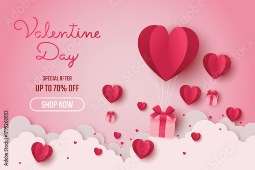 Valentine's Day background, romantic heart Valentines