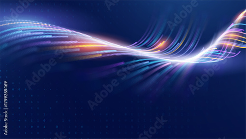 Big Data Flow AI Dots Particles Background. Digital Neural Network. Concept of Artificial Intelligence Technology Machine Deep Learning. Digital Communication. Science Technology Vector.