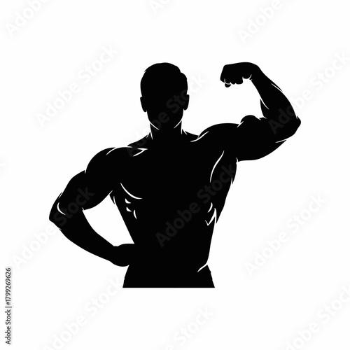bodybuilding vector silhouette with white background