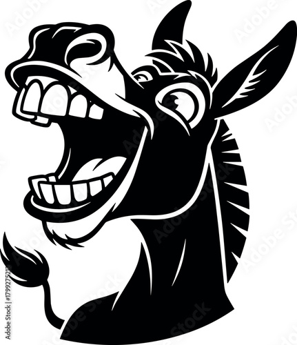 Funny Donkey Braying Laughing vector illustration silhouette cricut design