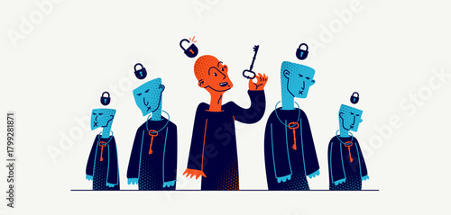 Matrix mind control and totalitarian society and state and one person has freed from control, psychological and social cultural matrix and liberation and nonconformist.