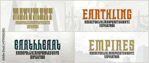 Bold and elegant vector fonts set, beautiful massive letters alphabets, thick typeface collection, perfect for logo creation, heavy and beautiful letters set.