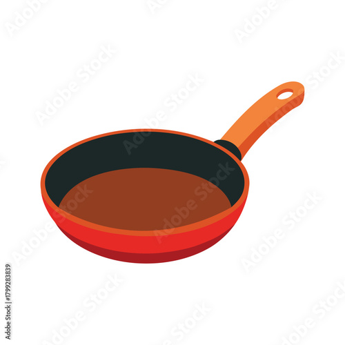 red frying pan vector illustration