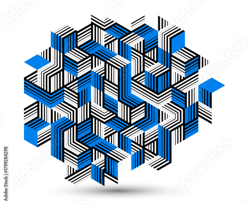 Isometric 3D cubes vector abstract geometric background, abstraction art polygonal graphic design wallpaper, cubic shapes and forms composition lowpoly style.