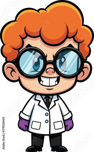 Clever Child Scientist Cartoon Character Vector