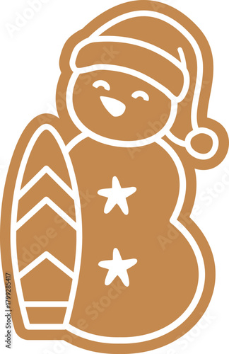 Beach summer sand snowman gingerbread cookie flat vector illustration.
Christmas sand snowman ginger cookies clipart  isolated.
Transparent background.