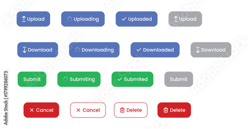 UI Buttons for File Operations and Actions illustration vector