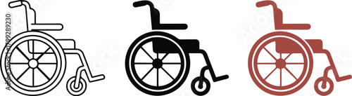 Vintage silhouette illustration of an old disabled person in a wheelchair vehicle icon