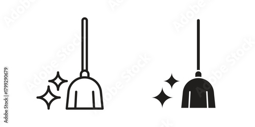 Sweeping icon illustrations collection. editable stroke outline and flat style