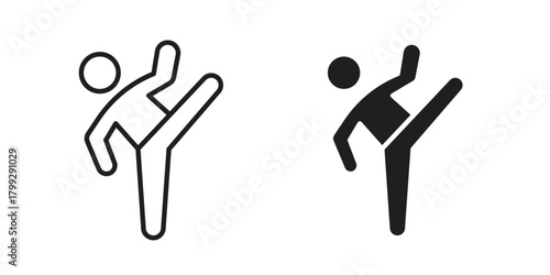 Taekwondo icon illustrations collection. editable stroke outline and flat style