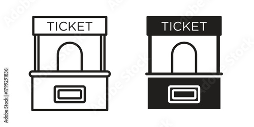 Ticket office icon illustrations collection. editable stroke outline and flat style