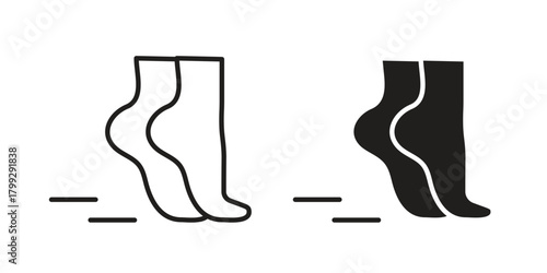 Tiptoe feet icon illustrations collection. editable stroke outline and flat style