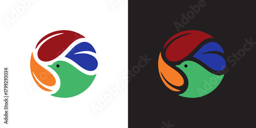 Colorful bird logo design with modern circular graphic for environmental protection, nature conservation, and wildlife organizations, great for eco-friendly brand identity