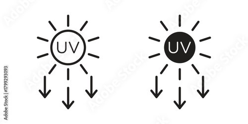 UV icon illustrations collection. editable stroke outline and flat style