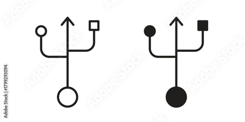 USB connection icon illustrations collection. editable stroke outline and flat style