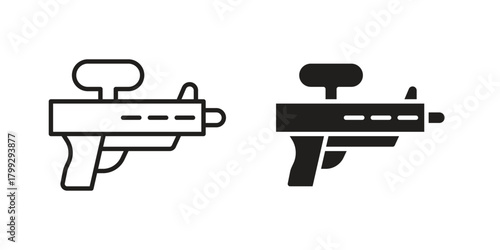 Water gun icon illustrations collection. editable stroke outline and flat style