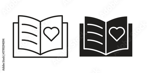 Wedding album icon illustrations collection. editable stroke outline and flat style
