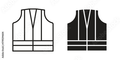 Working vest icon illustrations collection. editable stroke outline and flat style