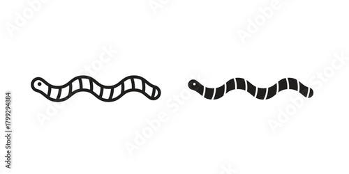 Worm icon illustrations collection. editable stroke outline and flat style