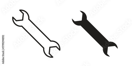 Wrench icon illustrations collection. editable stroke outline and flat style