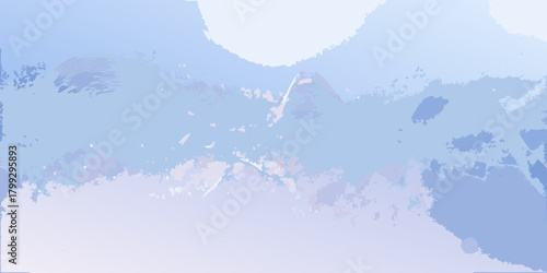 Abstract watercolor painting of a serene mountain landscape in soft blue and purple hues