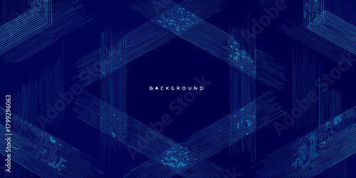 Abstract dark blue background with intersecting geometric lines and textured patterns