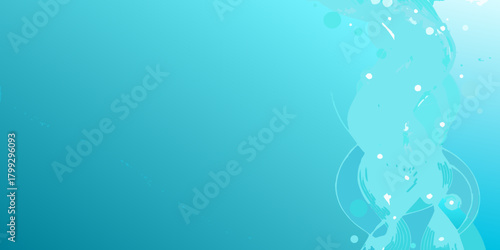 Abstract flowing turquoise and light blue gradient background with organic shapes and subtle white dots