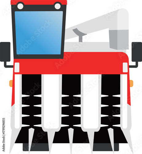 正面から見たコンバイン（農業機械）