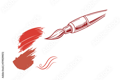 red paintbrush drawing strokes on white clip art preview