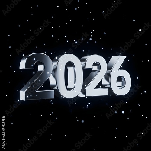 Happy New Year 2026 Celebration Night – Shiny Metallic 2026