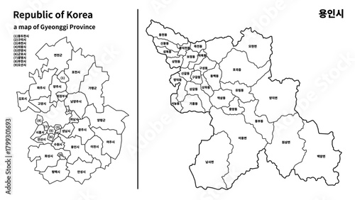 경기도 용인시 지도 / Yongin City Map, Gyeonggi-do, South Korea