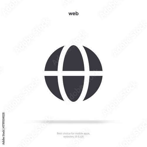 Web icon symbol. Internet icon. Go to web icon. Http address sign. Globe network www website icon with isolated white background for UI UX mobile app