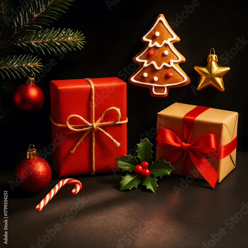 Elegant Christmas Gift Box Scene